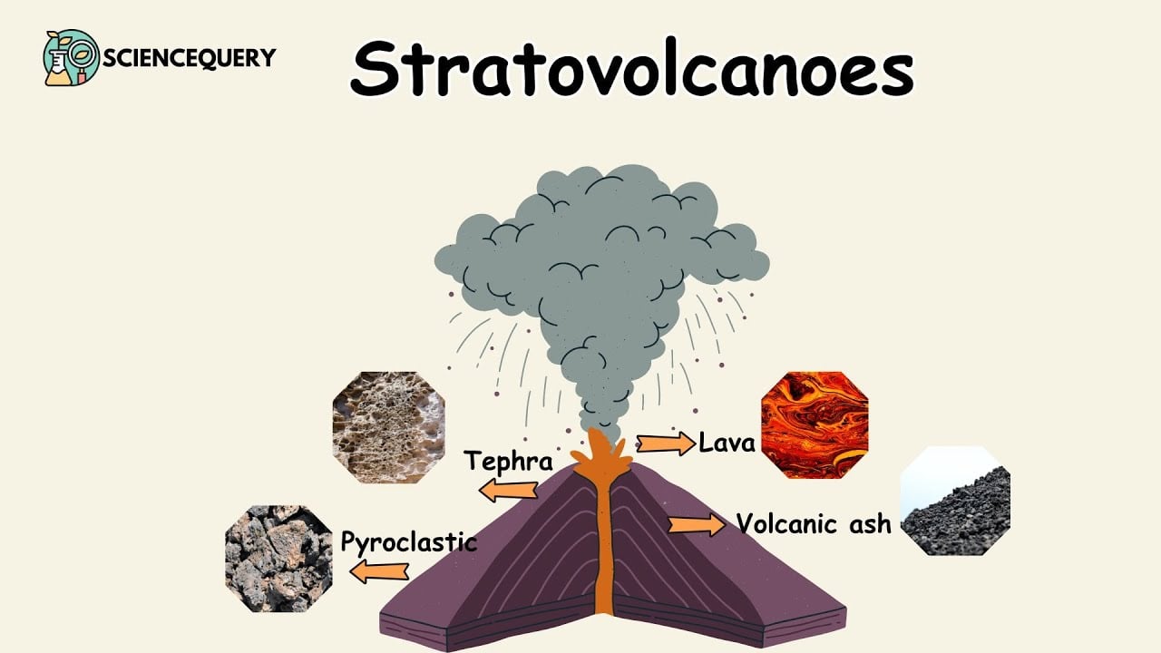 A steep symmetrical composite volcano cone with a summit crater