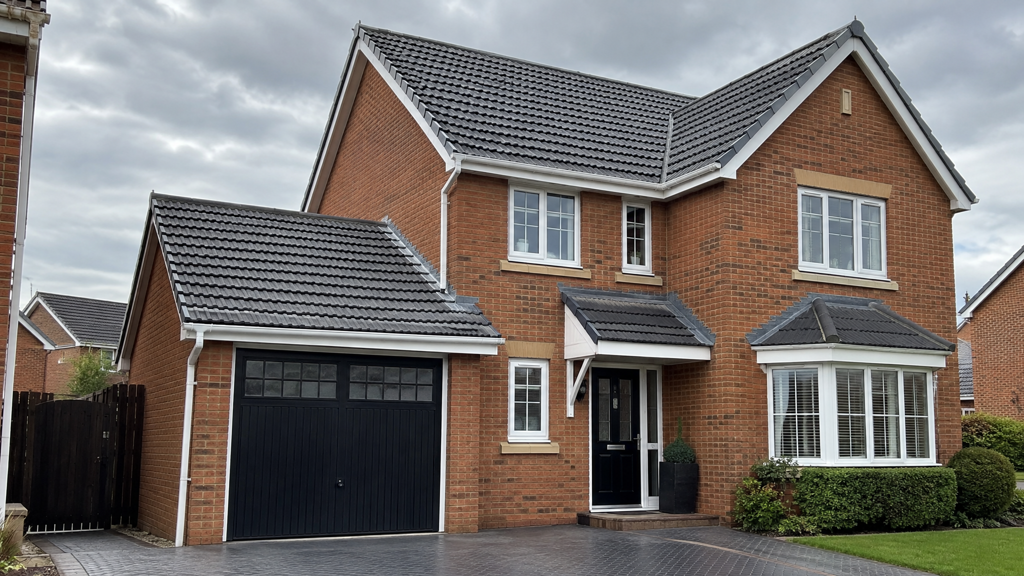 New concrete tile roof on UK detached house
