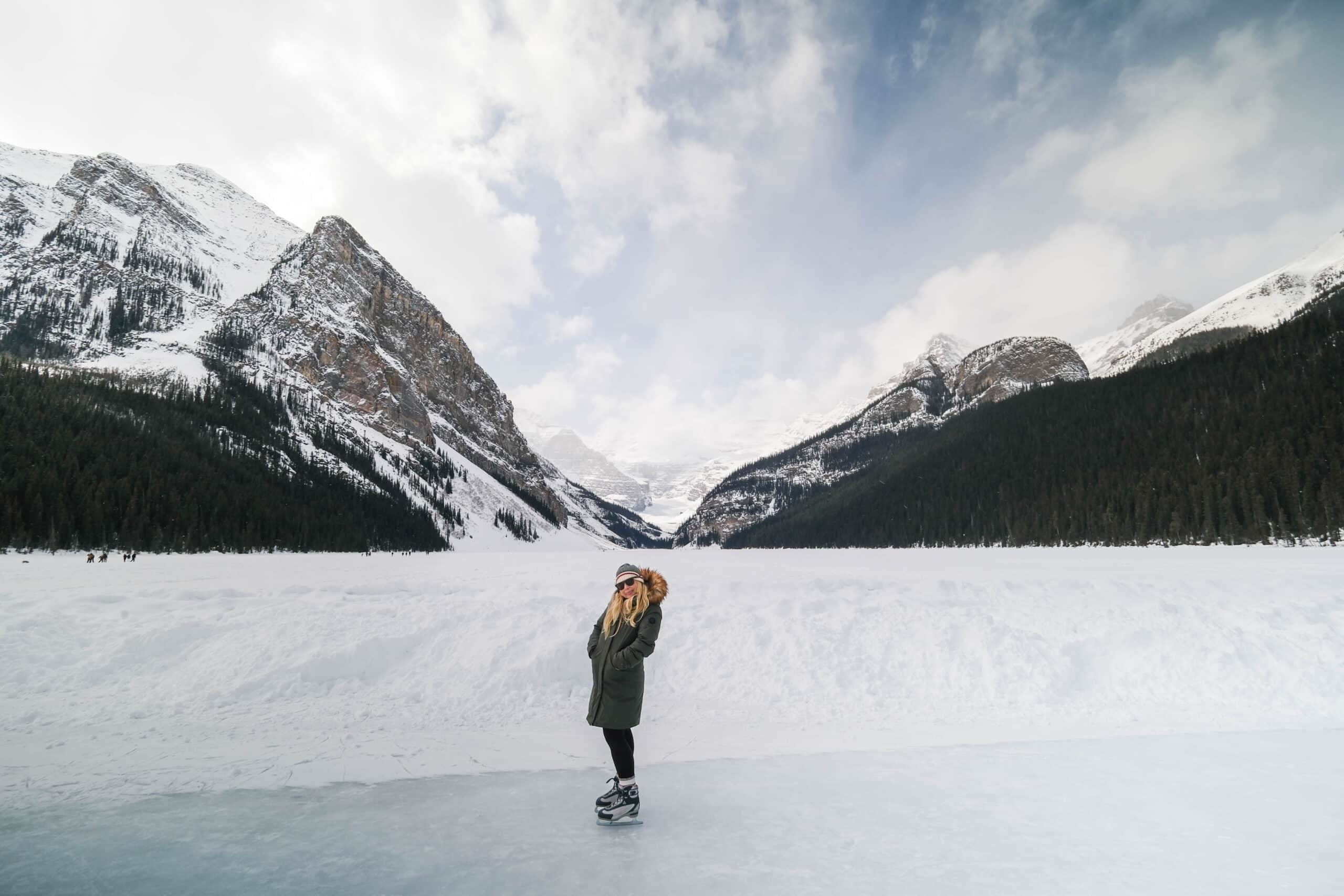 Ice skating on frozen Lake Louise