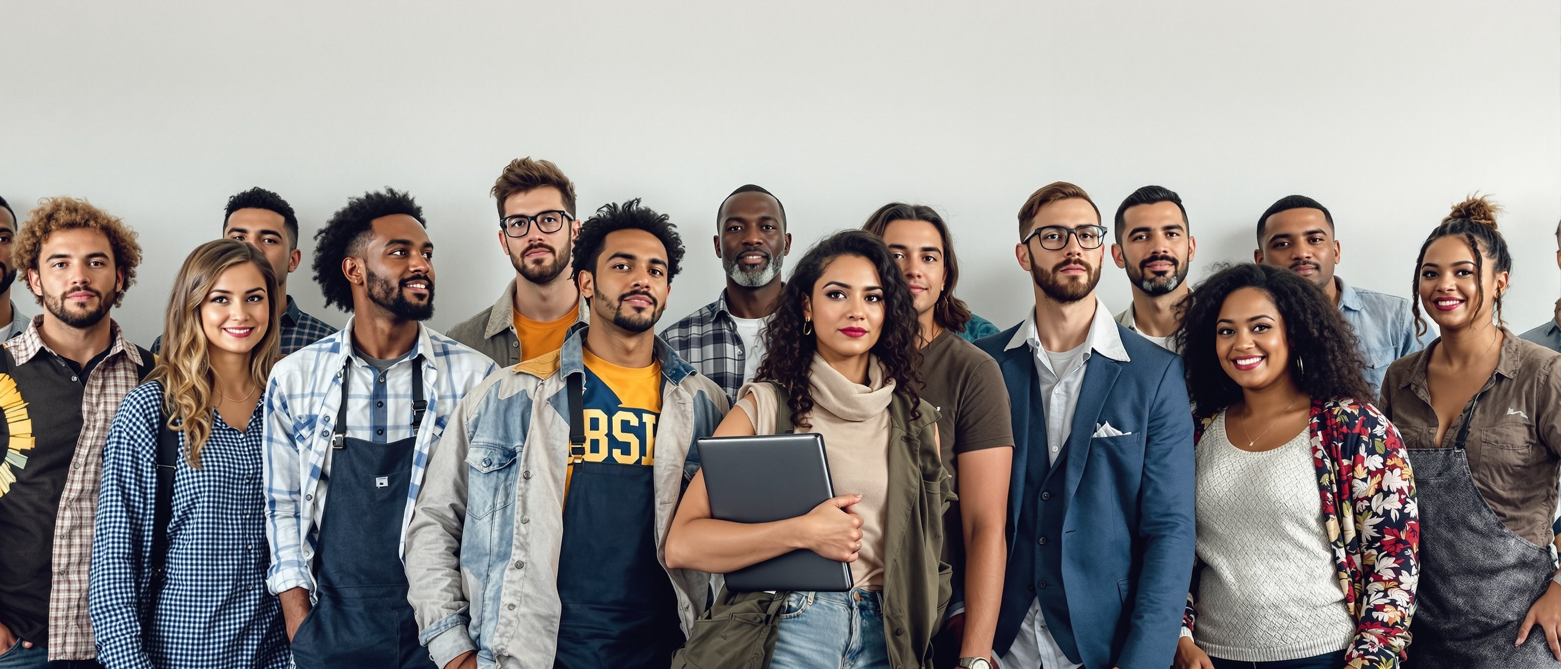 Multidão diversa de pessoas começando no digital