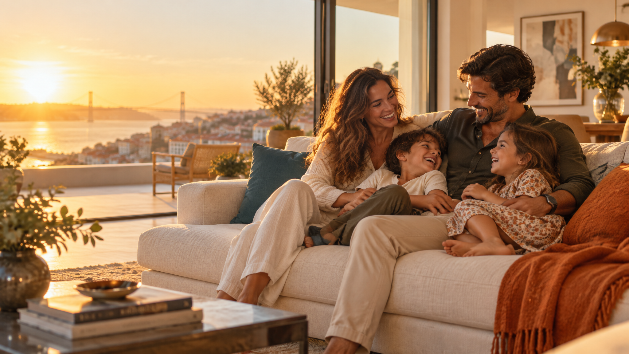 Famílias portuguesas em casas modernas e acolhedoras