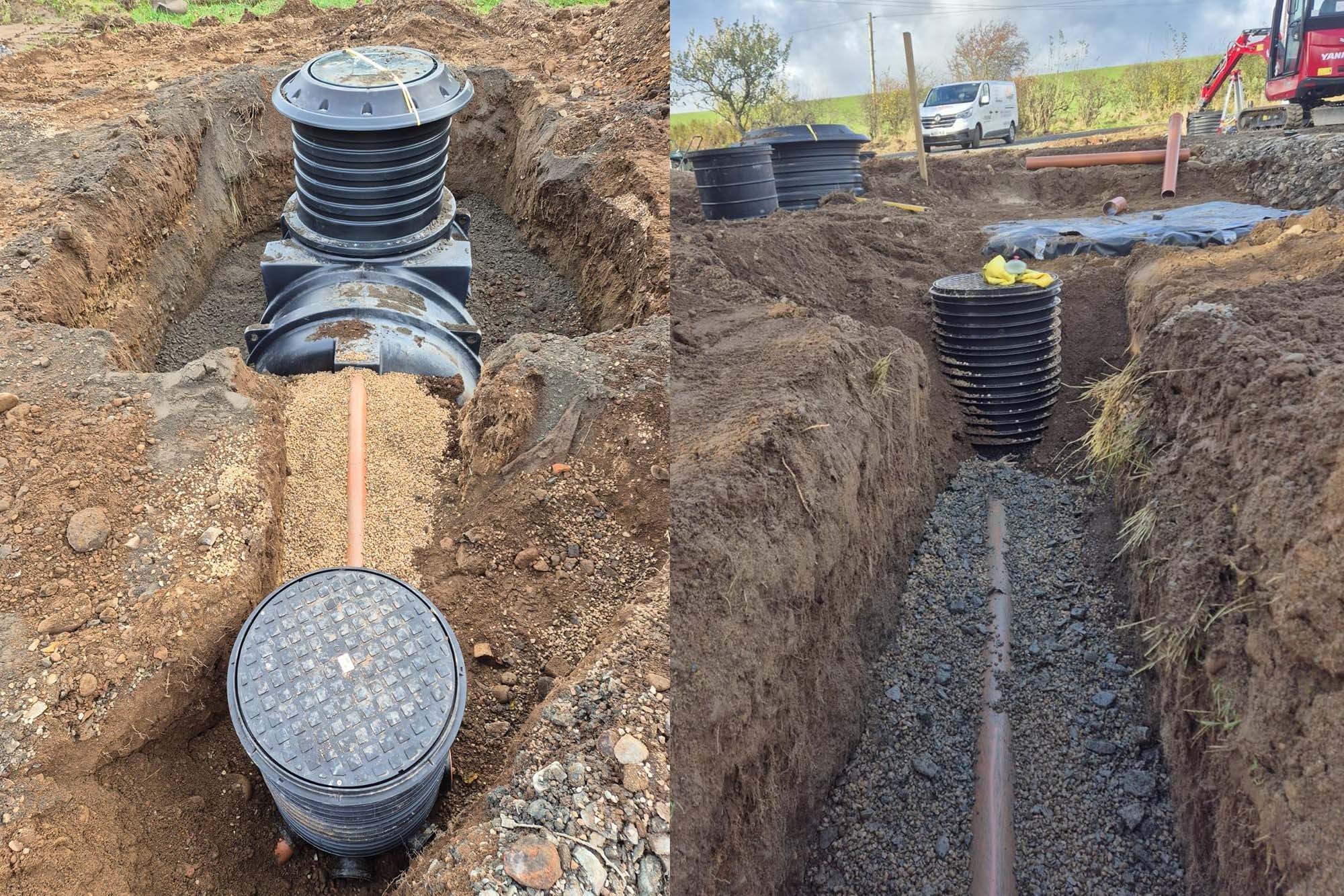 Channel drainage installation