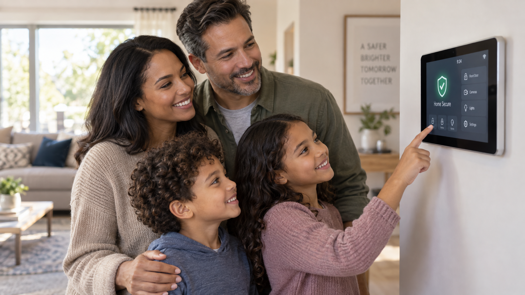 Family safe at home with security system