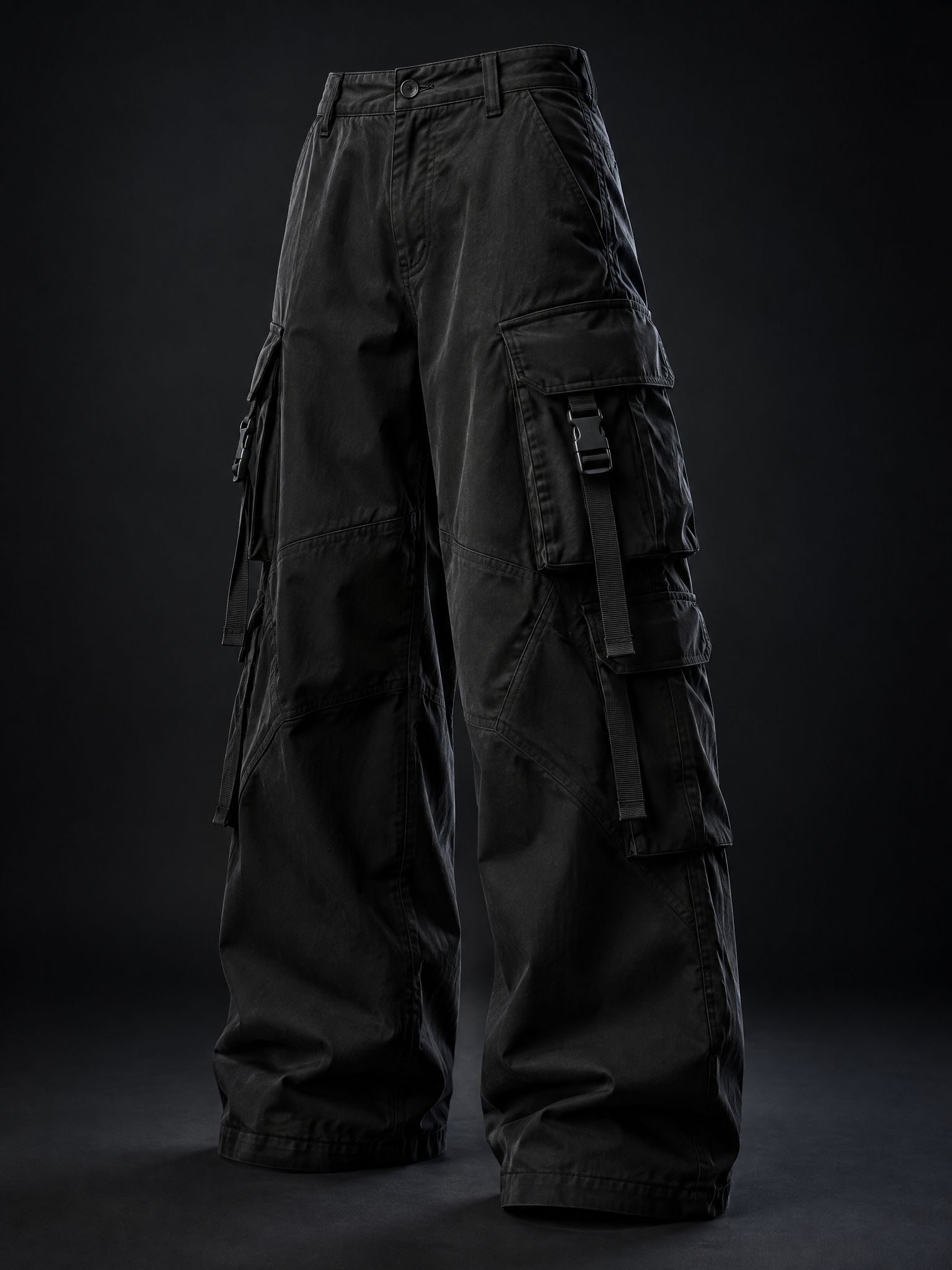WIDE LEG PANTS — BLACK
