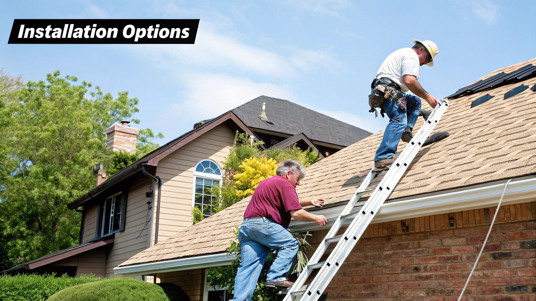 Professional roofers at work on a UK property