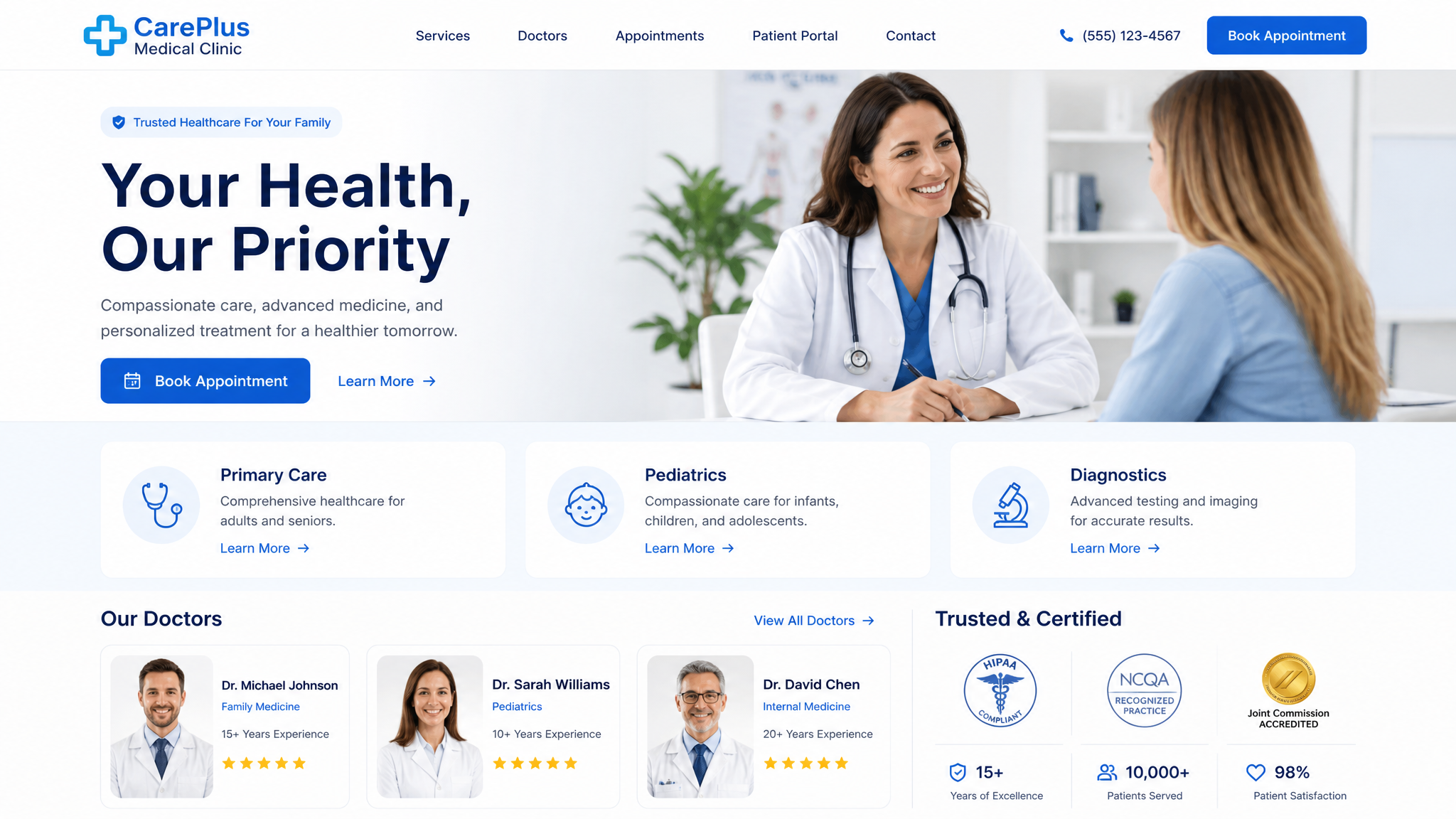 Healthcare website template preview