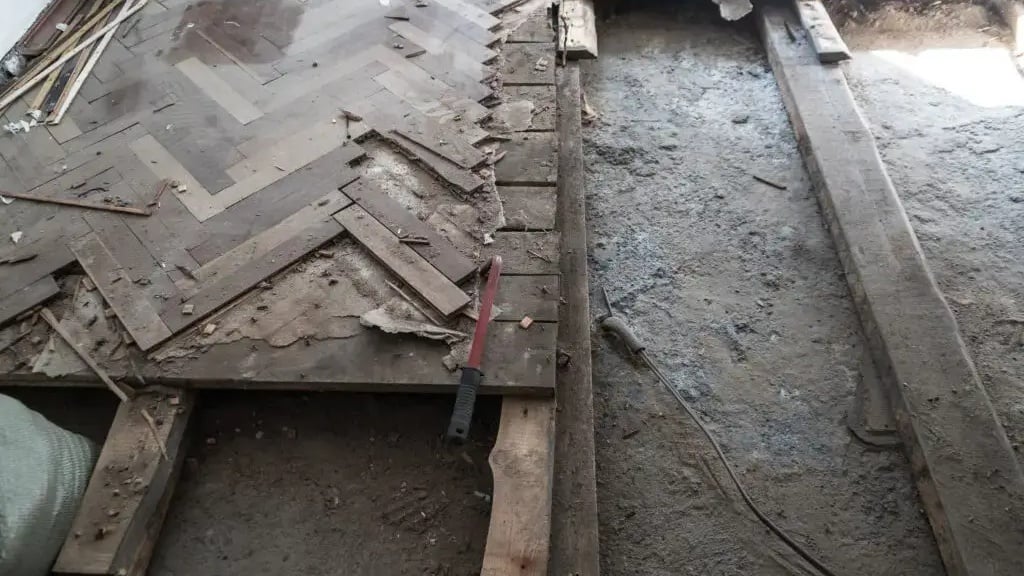Floor prep, demolition, and old flooring removal in a South Florida home
