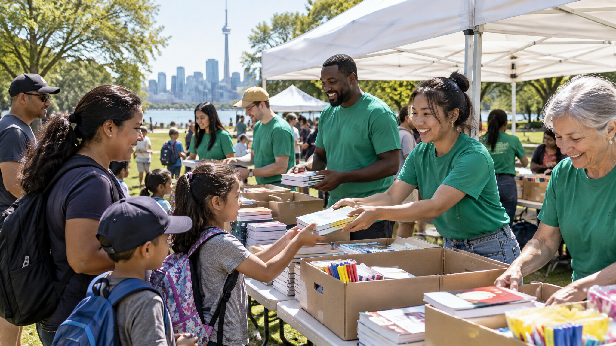 TFKF volunteers sorting donated supplies at a community event