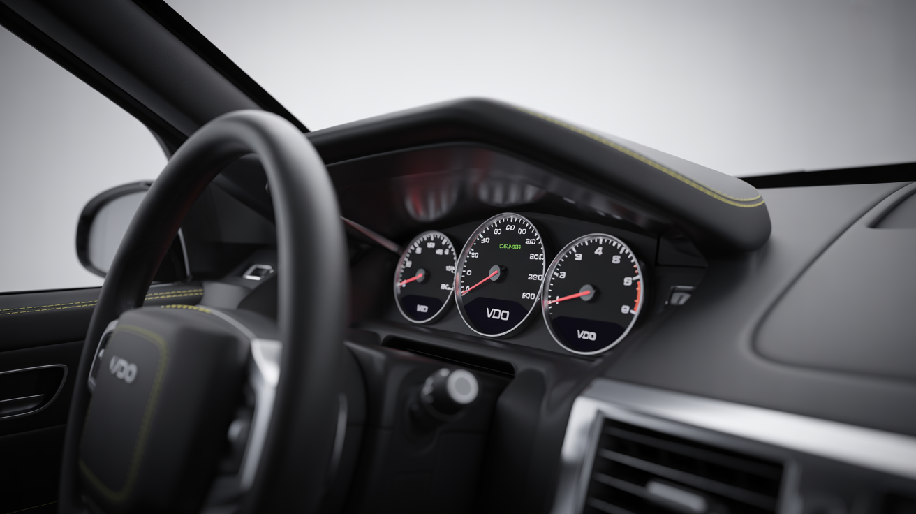 Professional VDO automotive dashboard with gauges