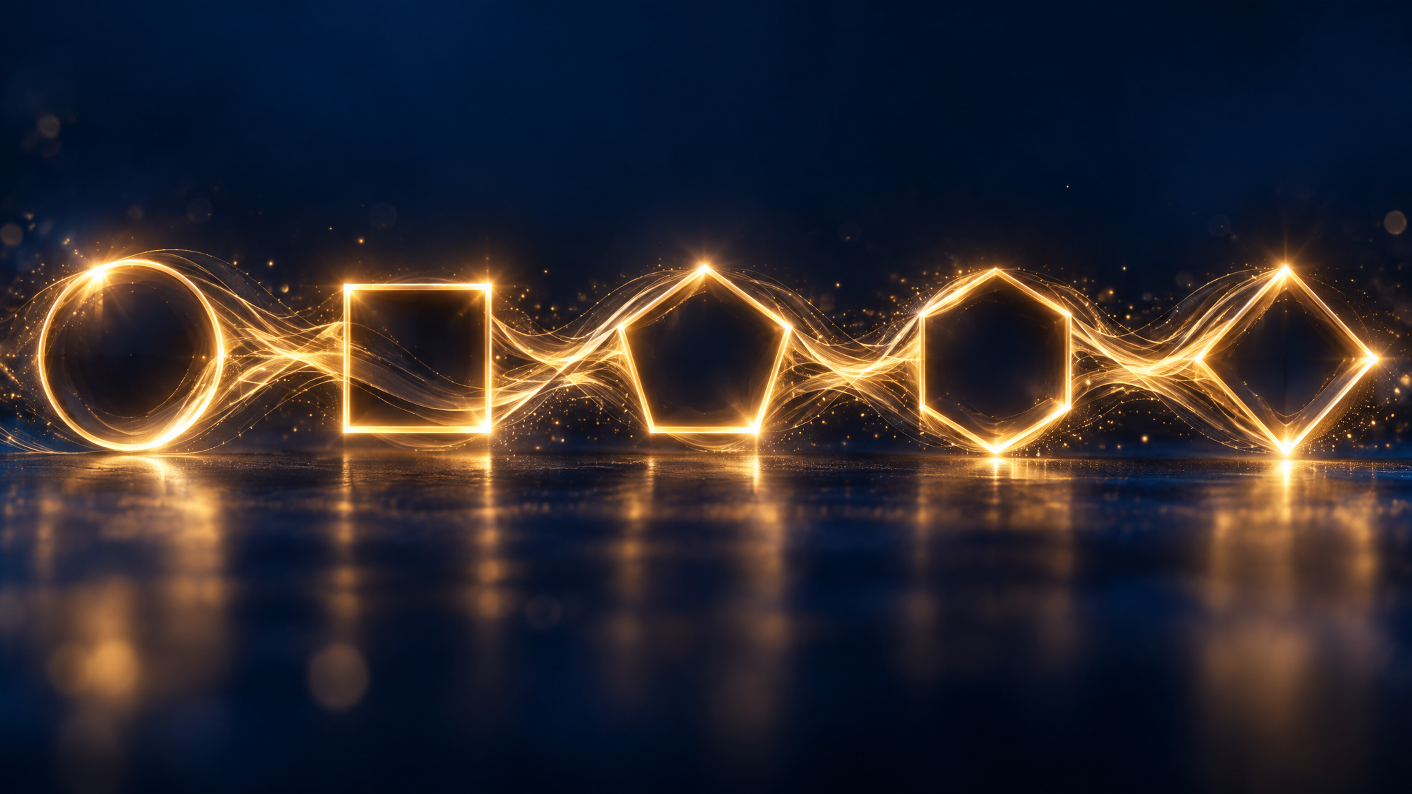 Abstract flowing gold ribbons representing the five-phase contract lifecycle