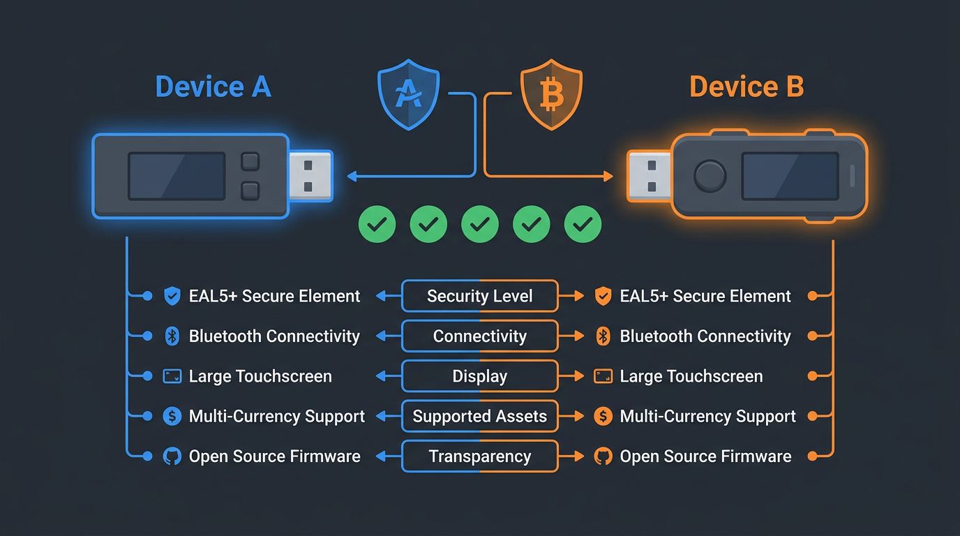 crypto hardware wallet setup comparison between two leading cold storage devices in 2026