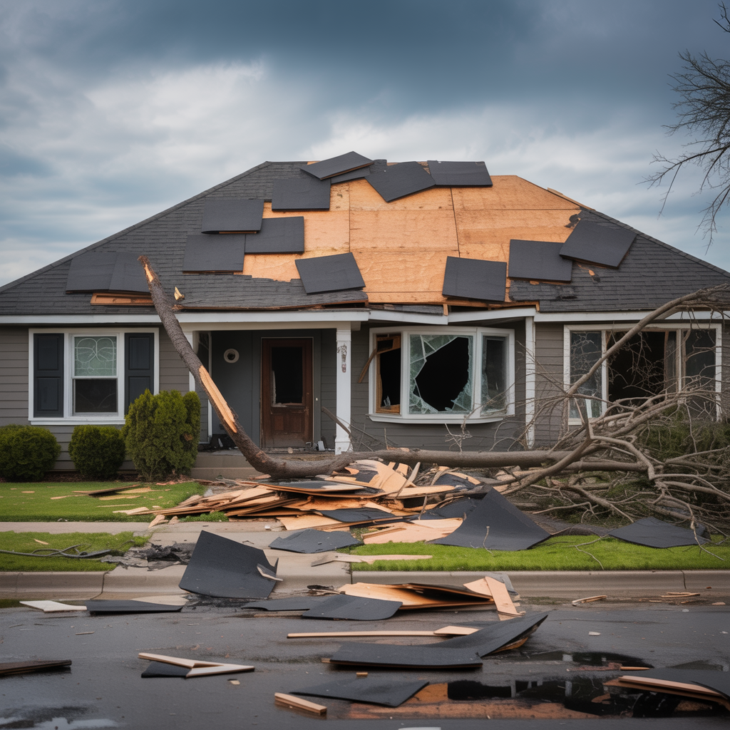 Storm Damage Restoration - Before restoration