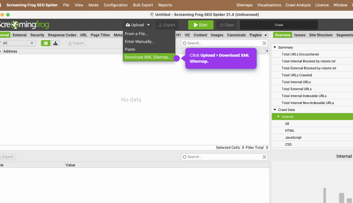 XML sitemap generation interface showing options for creating comprehensive sitemaps with custom parameters and filtering