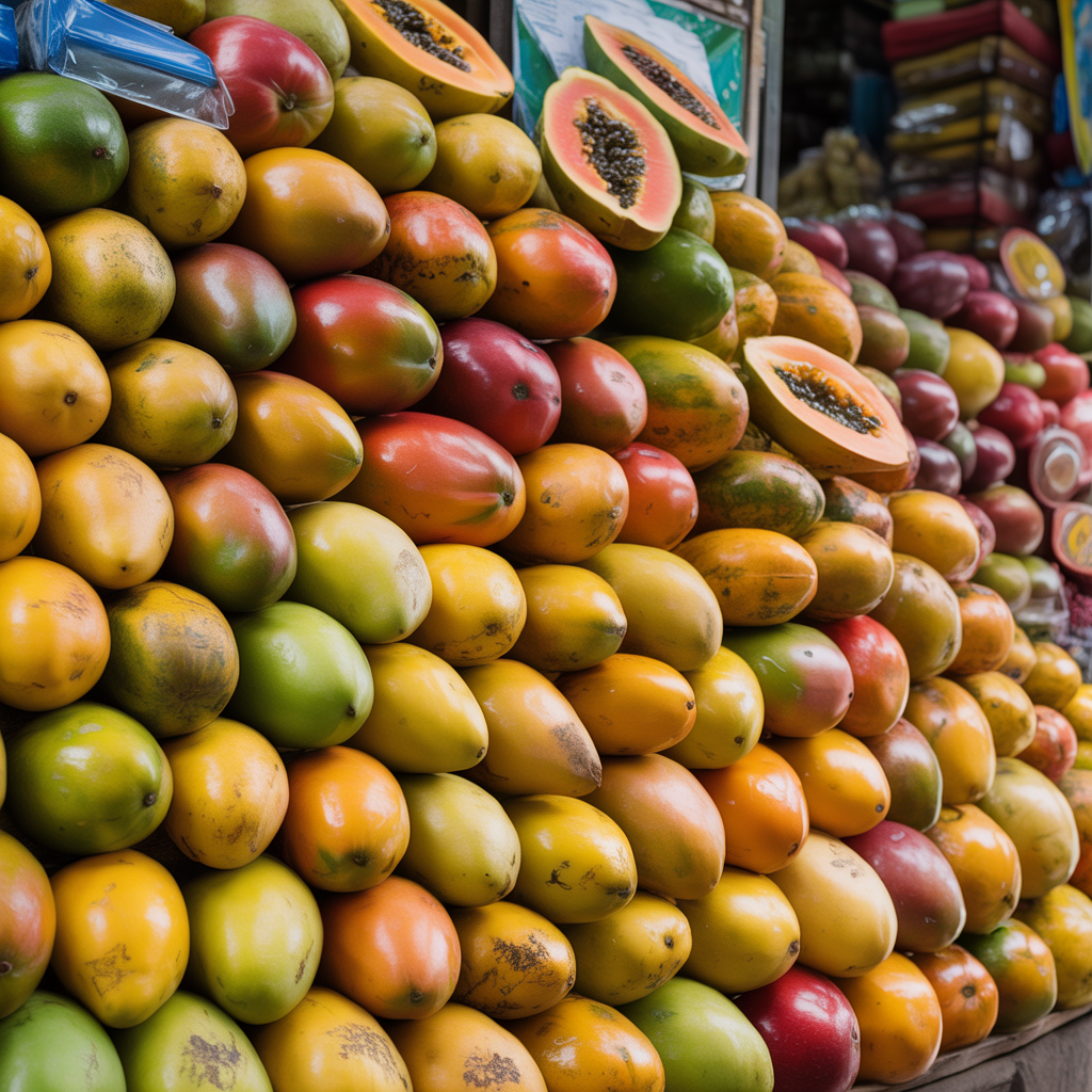 Fruits tropicaux : mangues et papayes