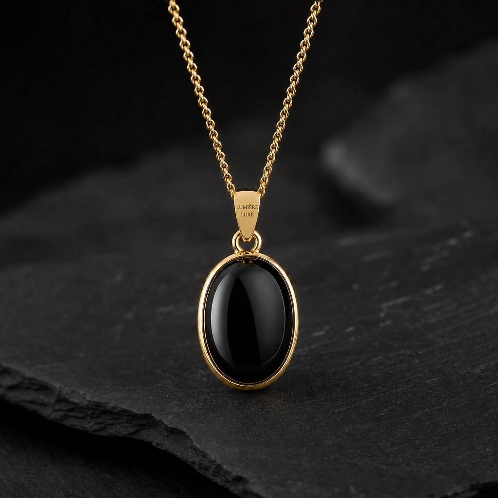 Onyx & Gold Pendant Necklace