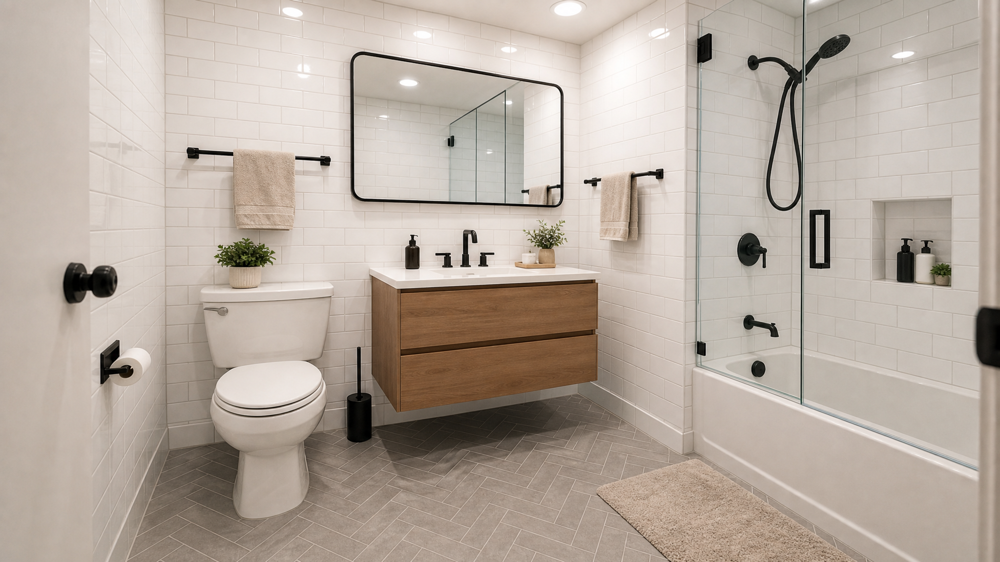 Modern bathroom renovation by TileTX