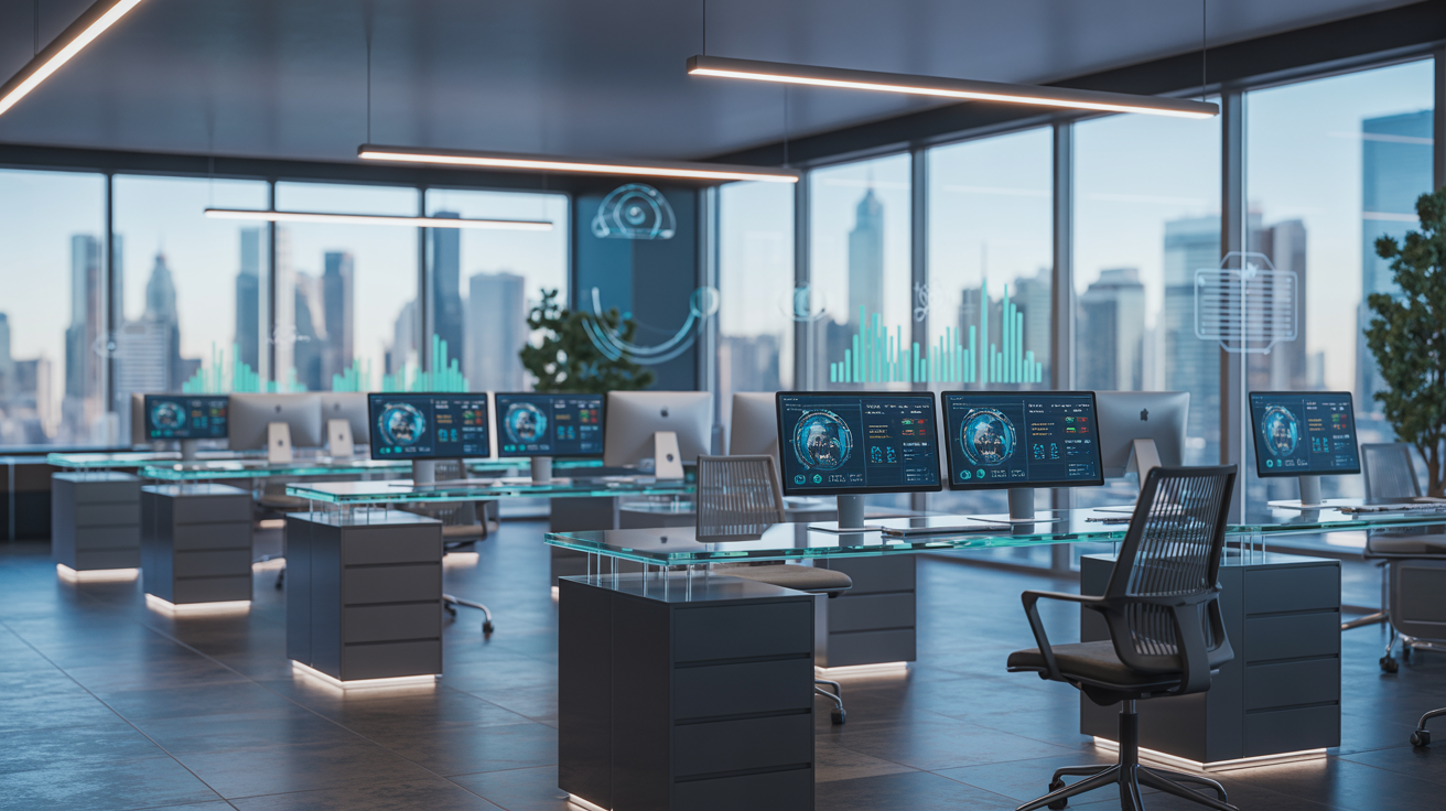 Modern real estate office with AI technology