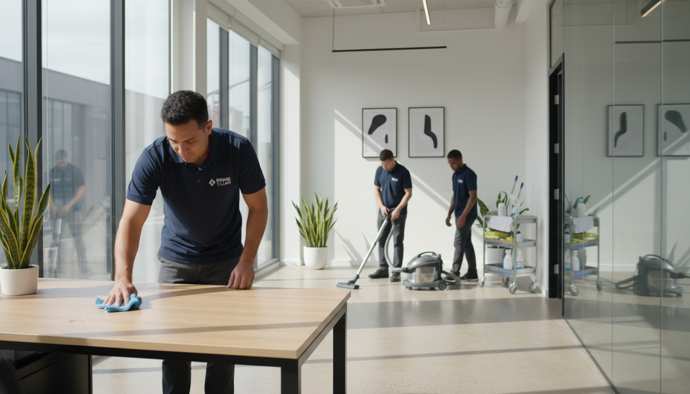 Professional commercial office cleaning team in Cardiff