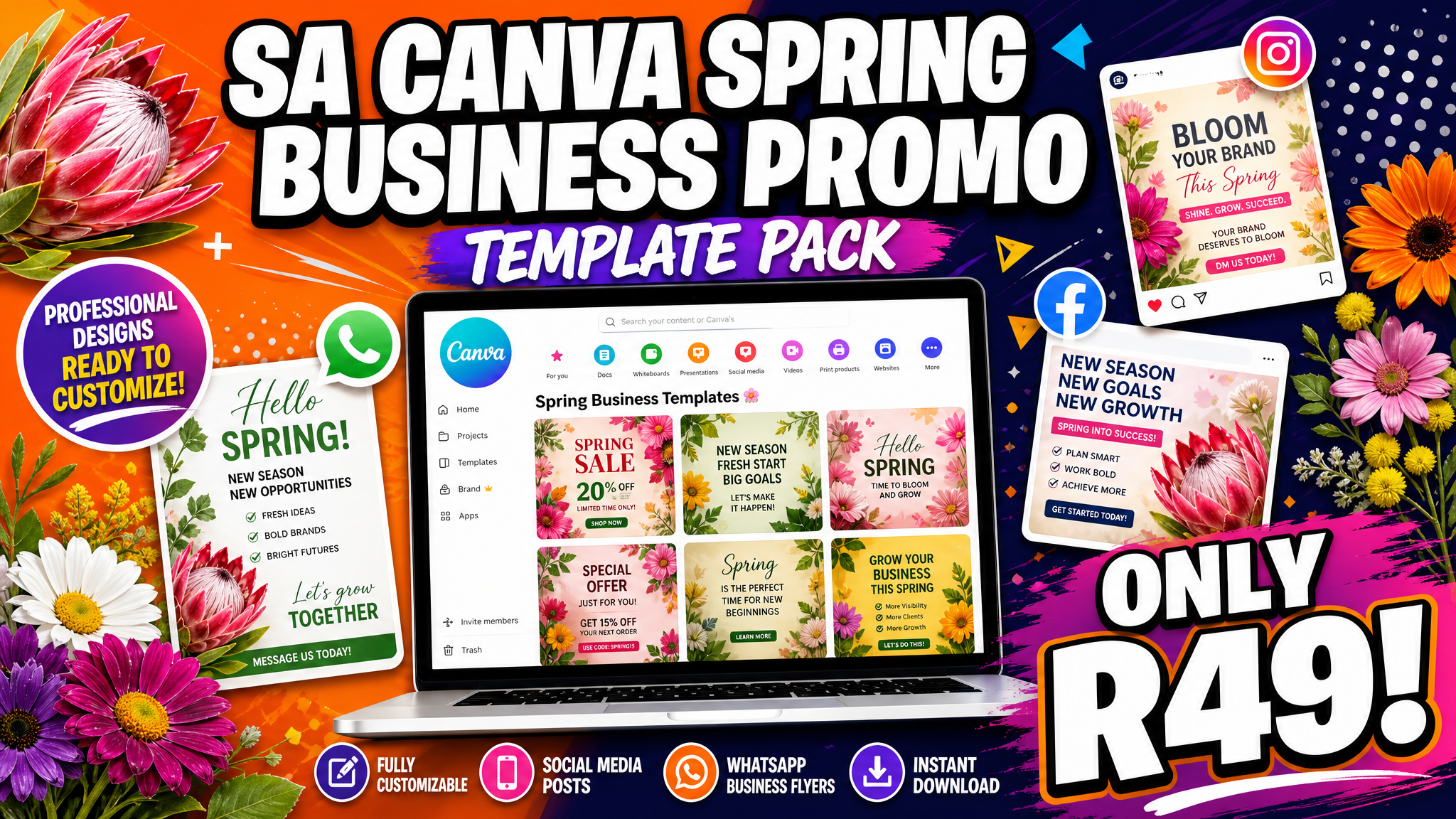 SA Canva Spring Business Promo Template Pack
