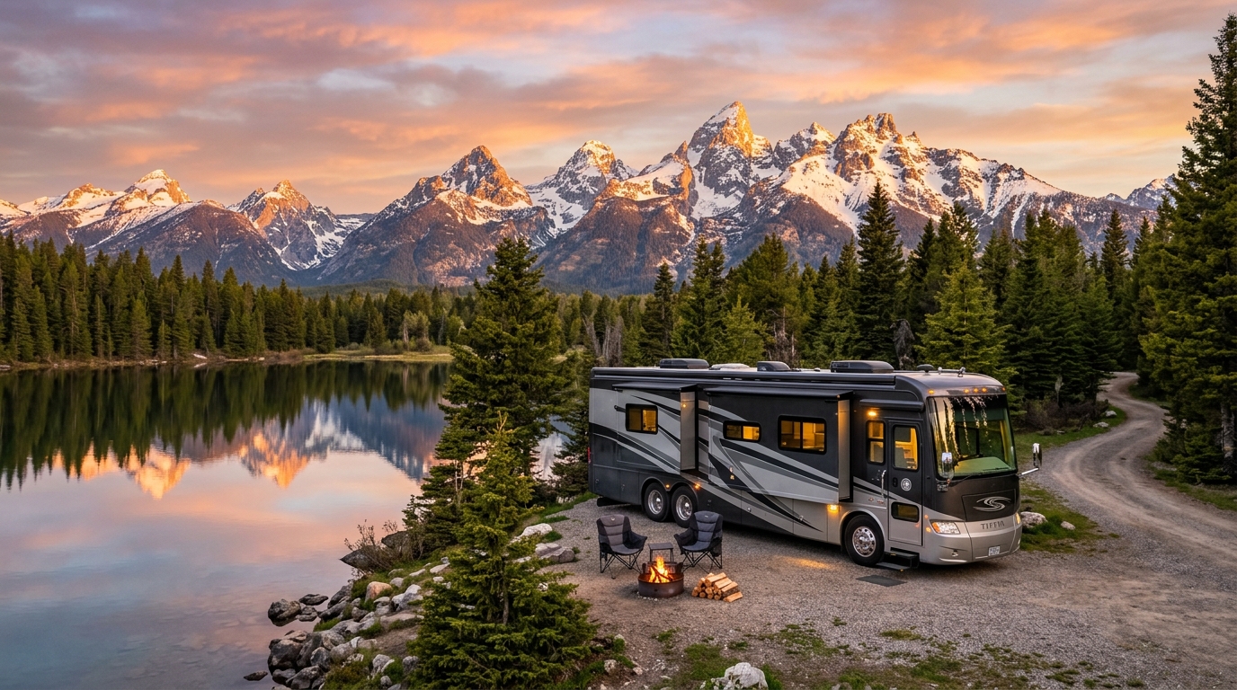 RV adventure in the mountains
