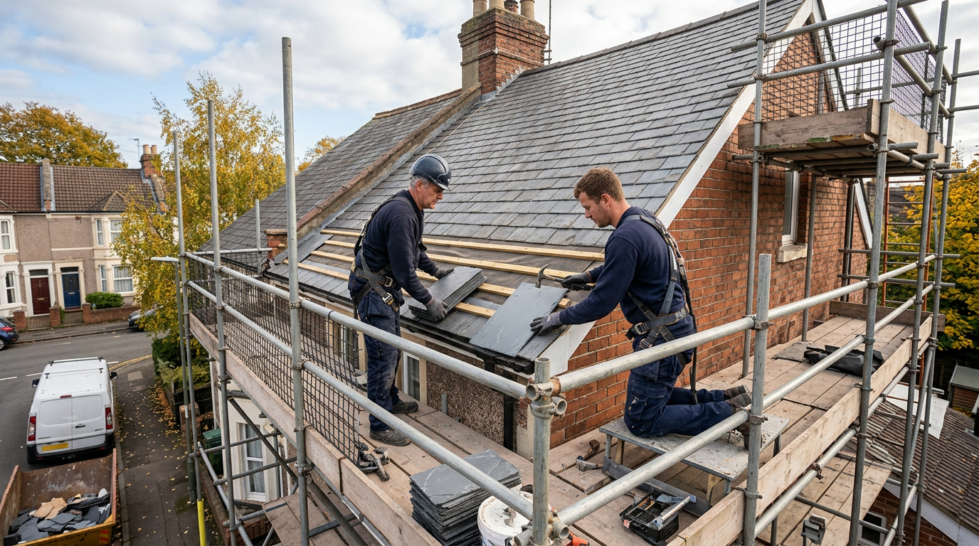 North Star Roofing team at work on a UK rooftop