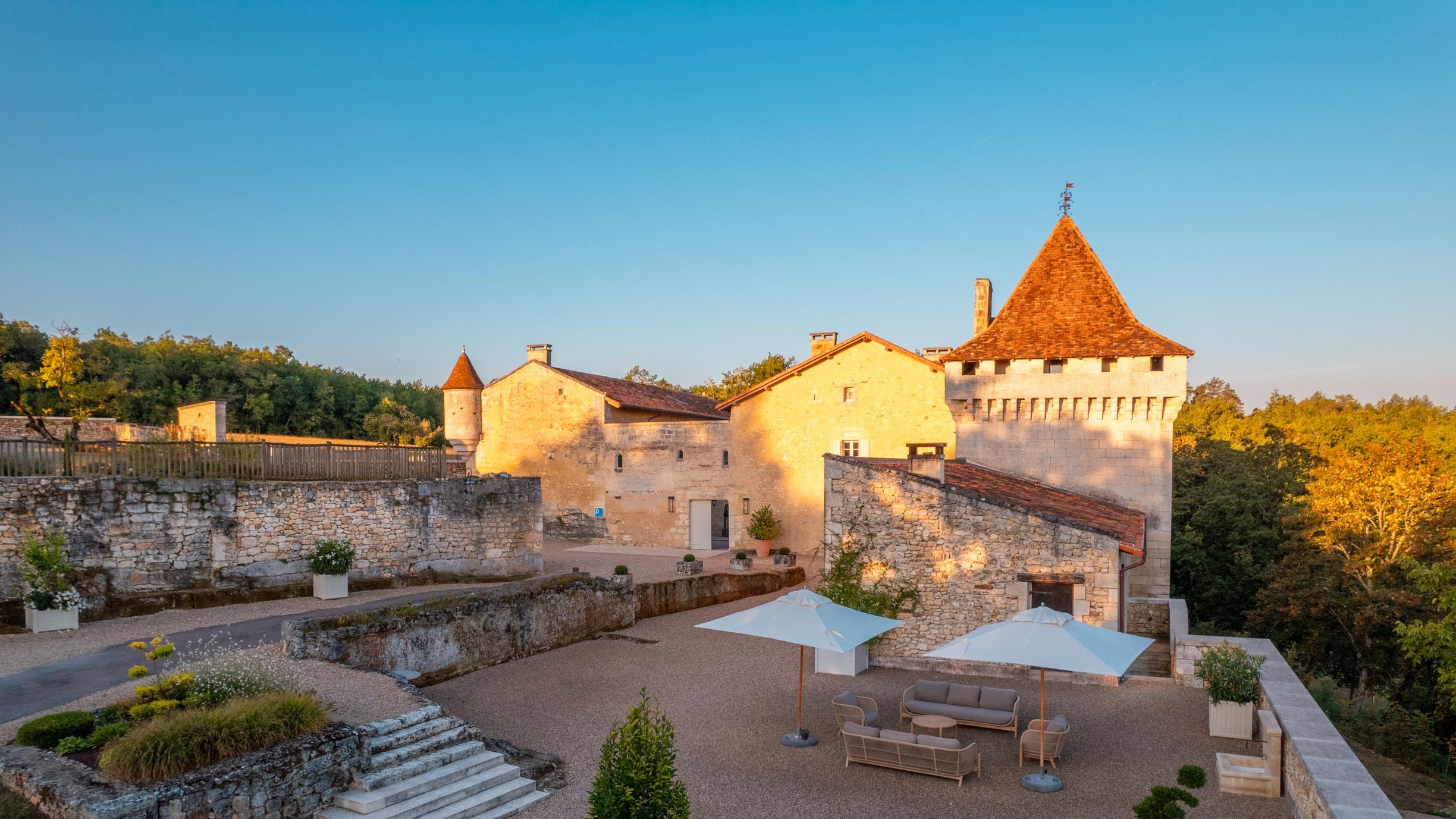 French countryside with château and vineyards