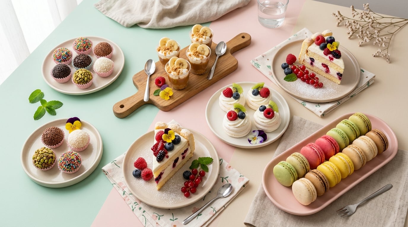 Mesa com diversos doces artesanais brasileiros