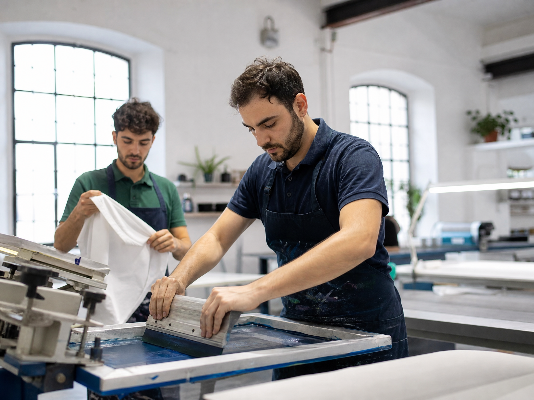 Taller profesional de Arone Textil con maquinaria de personalización textil