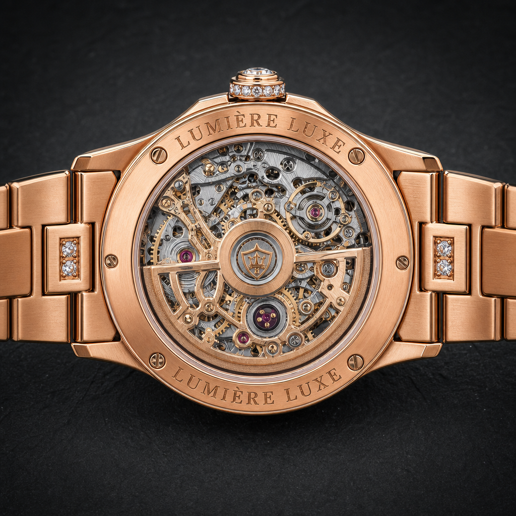 Skeleton Automatic Gold & Diamond Watch — alternate view