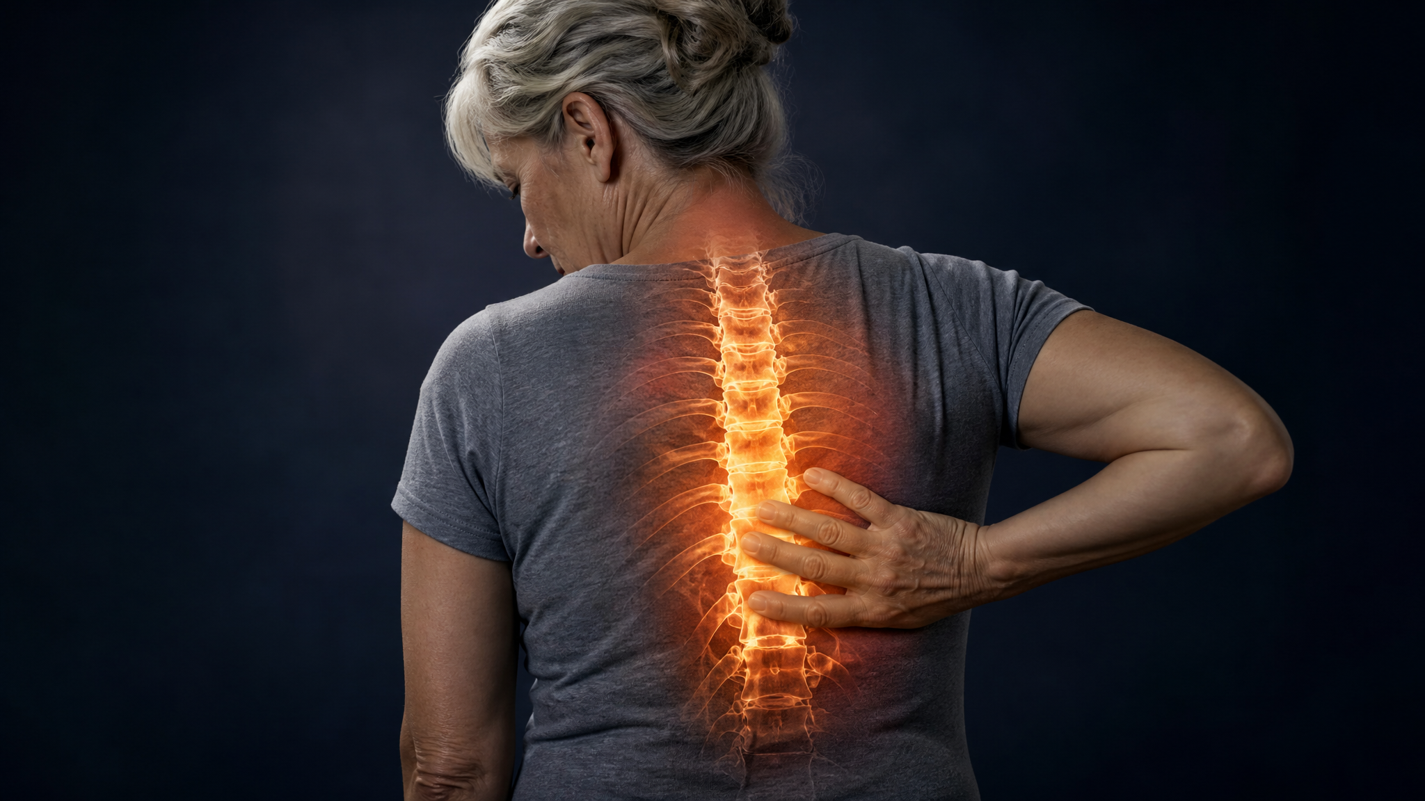 A veteran experiencing Vertebral Fracture or Dislocation / Compression Fracture, with the affected spine highlighted