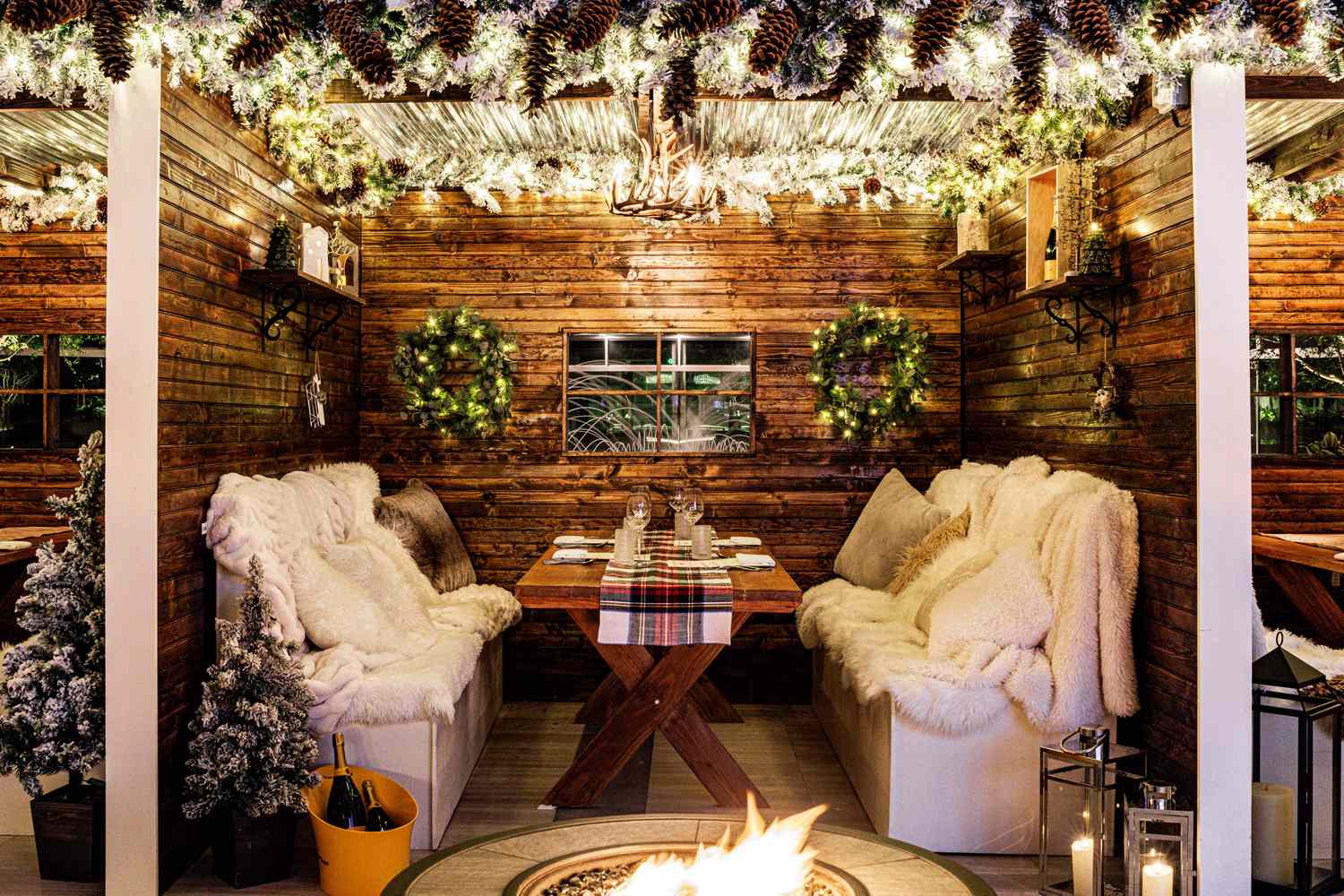 Après-ski by the fire in Whistler