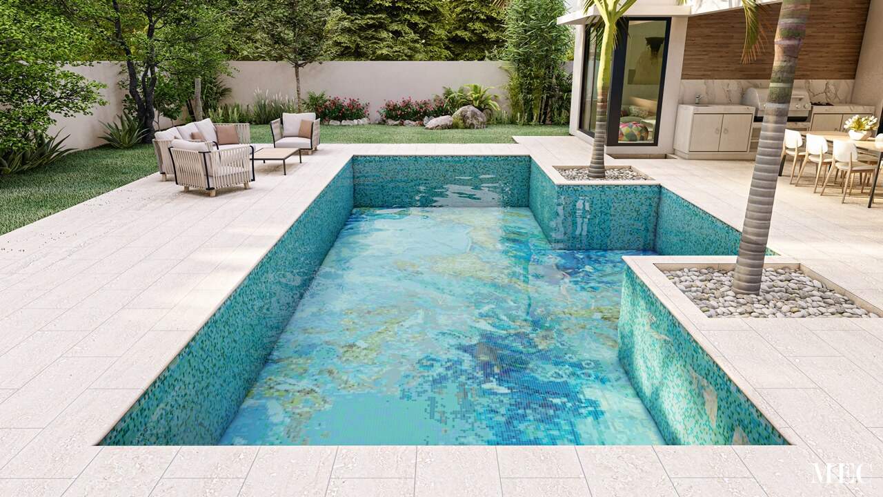 Beautiful mosaic pool background