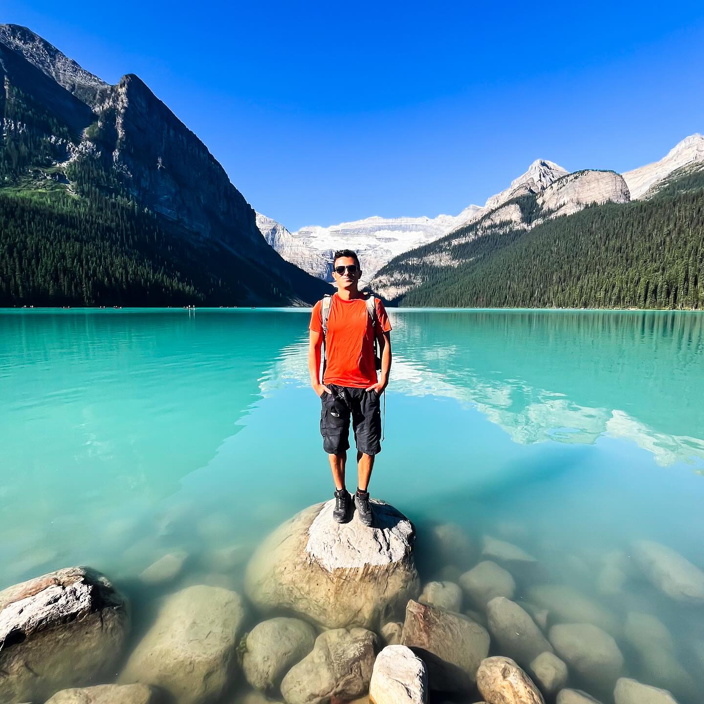 Xavi Ro at Lake Louise in Banff, Canada