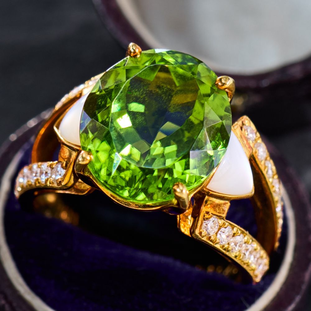Peridot ring showcasing the stone's distinctive color and setting