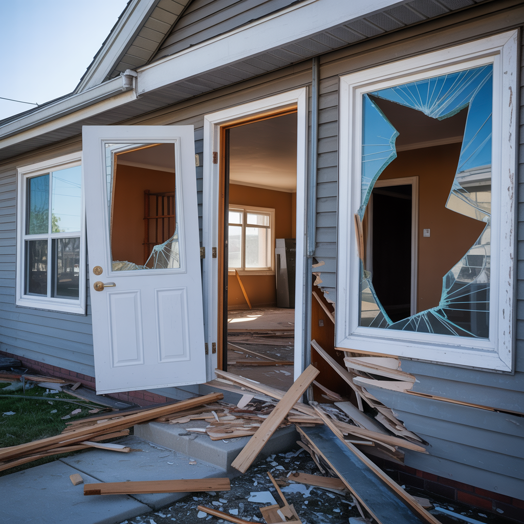 Emergency Board-Up After Storm - Before
