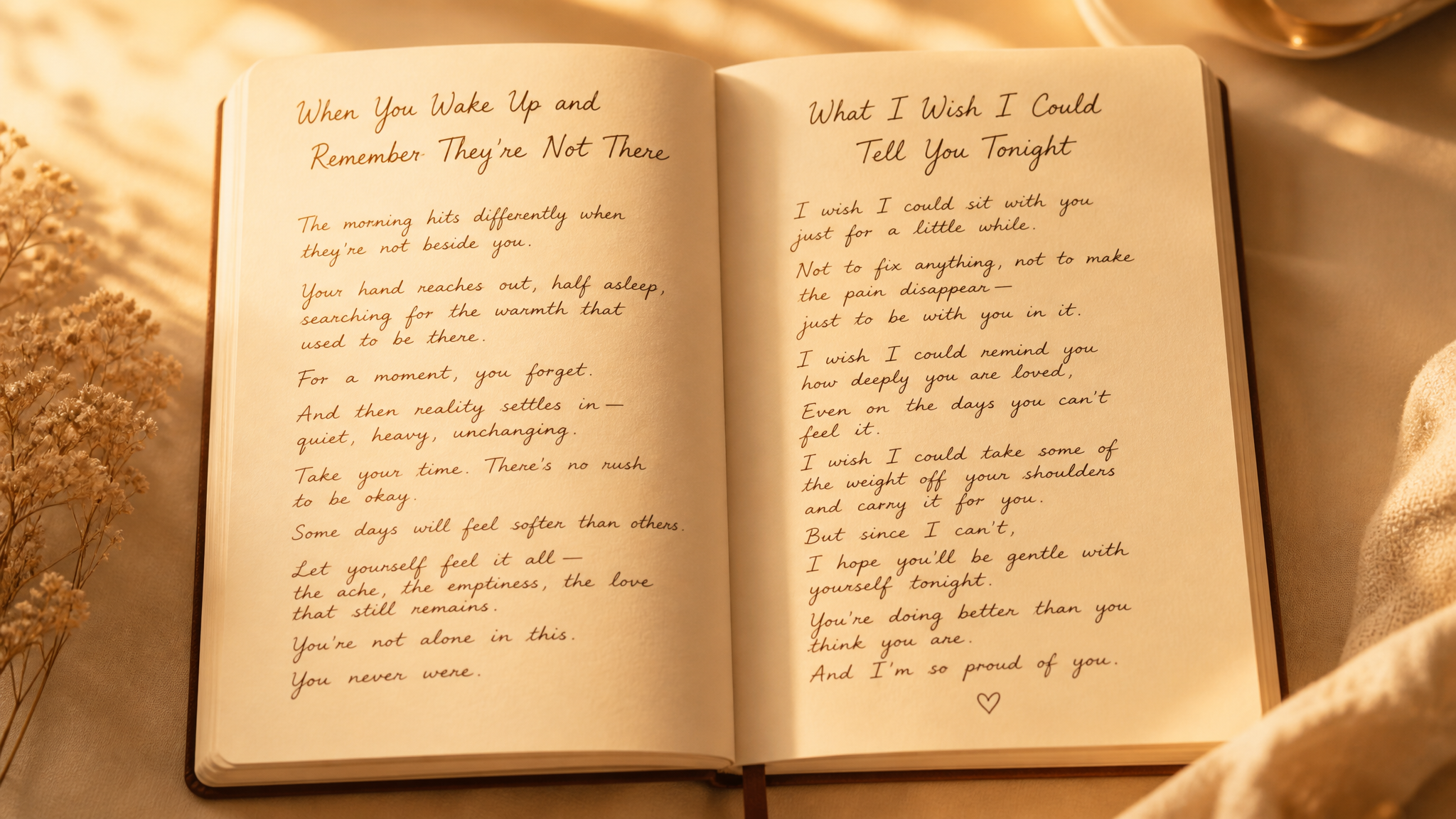 Open journal pages showing gentle writing prompts for moments of remembrance