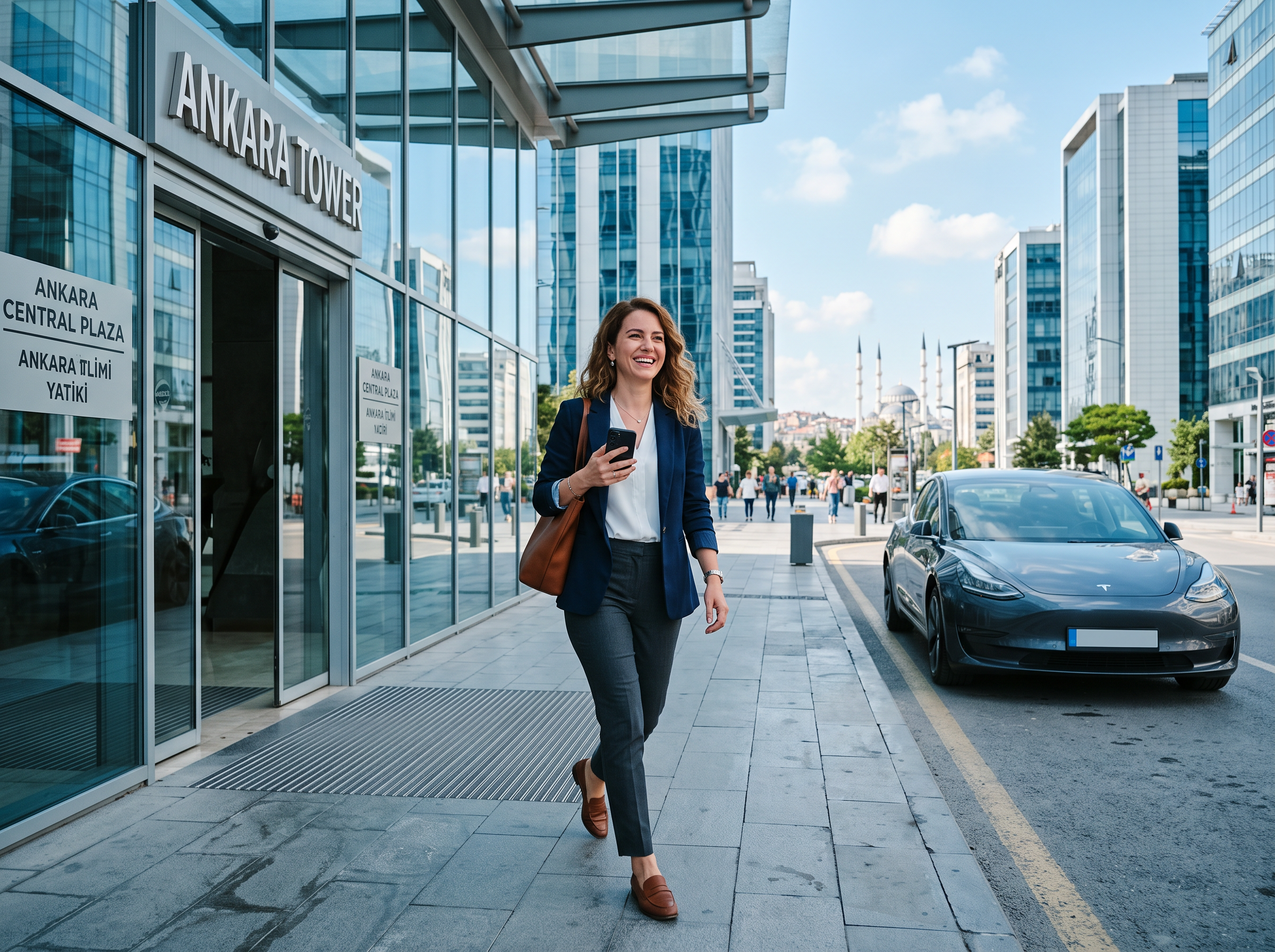 Ofis çalışanı Mobio App randevusunu telefondan takip ediyor