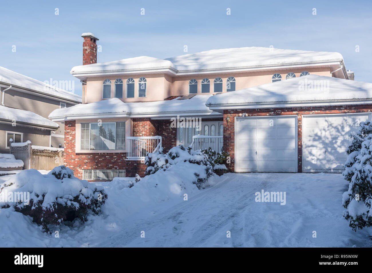 Canadian roof in winter with snow
