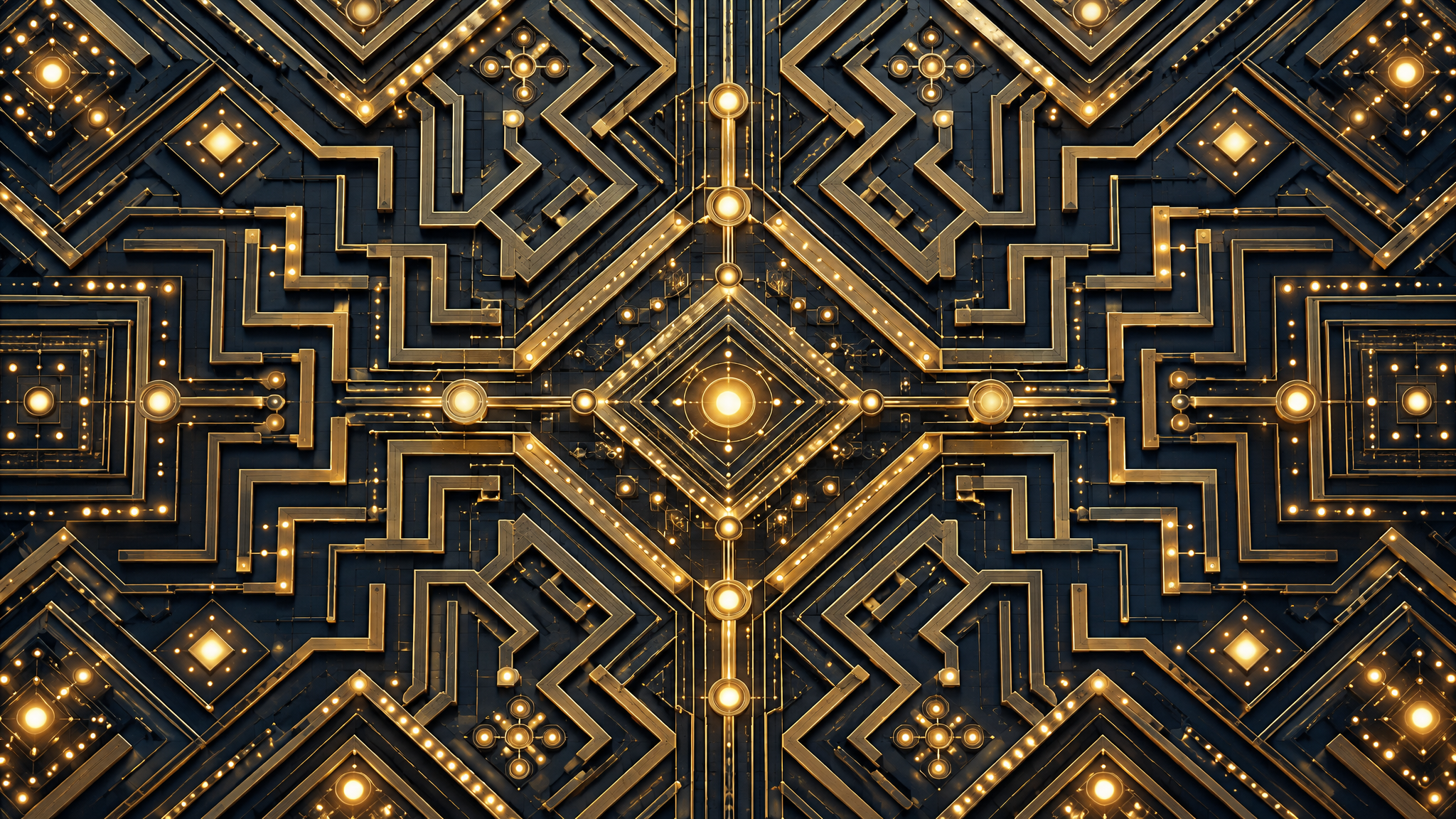Abstract geometric maze representing the 18-category GCC contract architecture