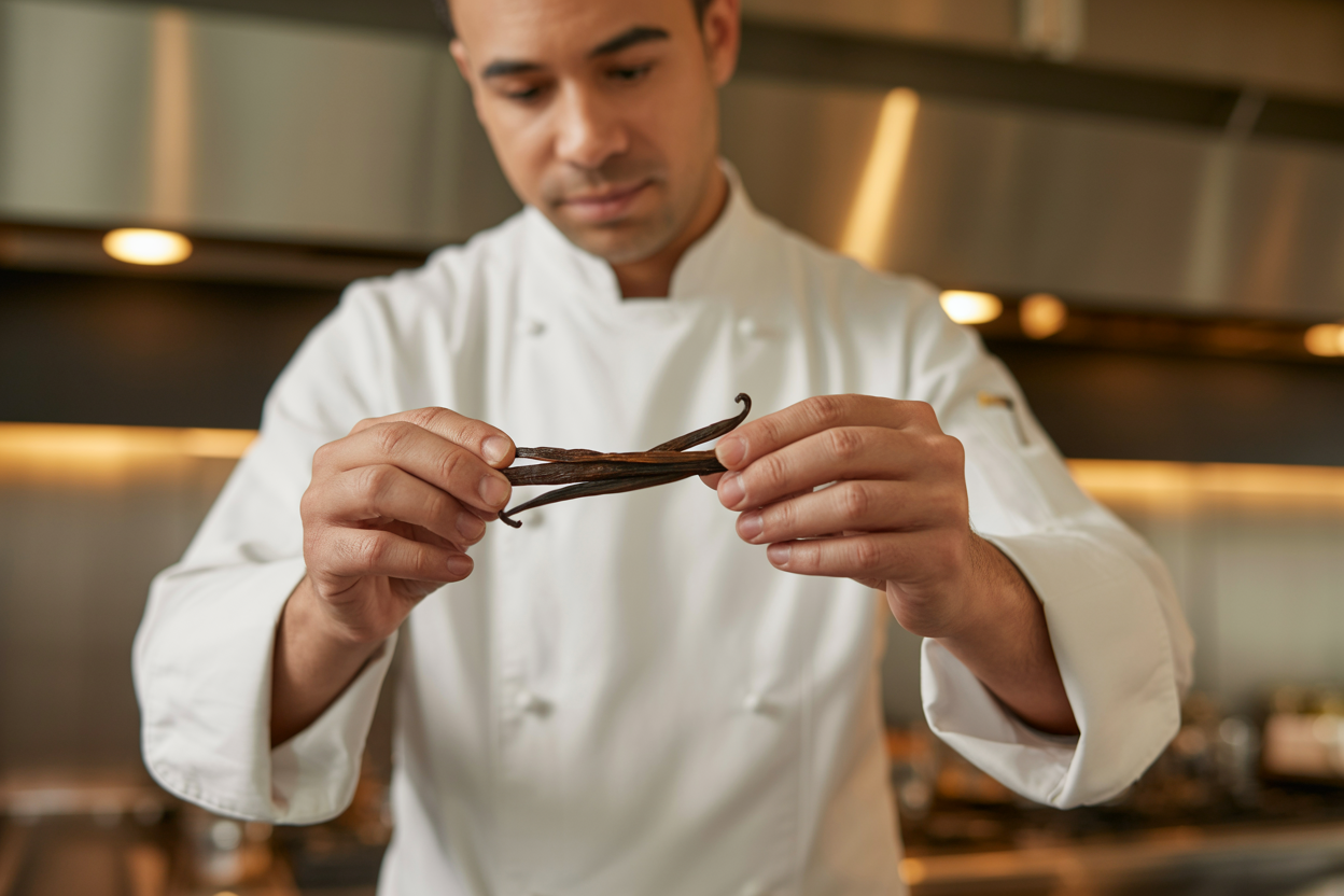 Chef utilisant notre vanille