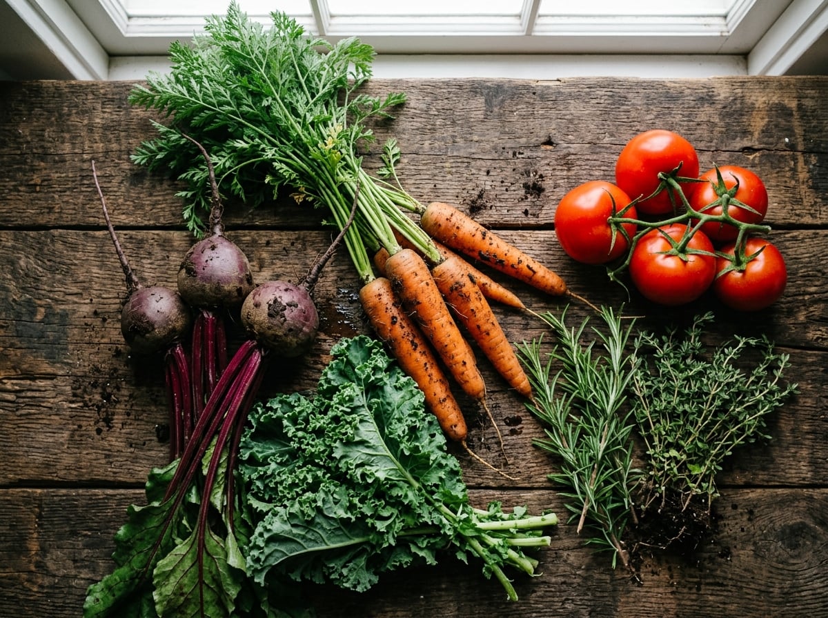 Freshly harvested, farm-to-table produce.