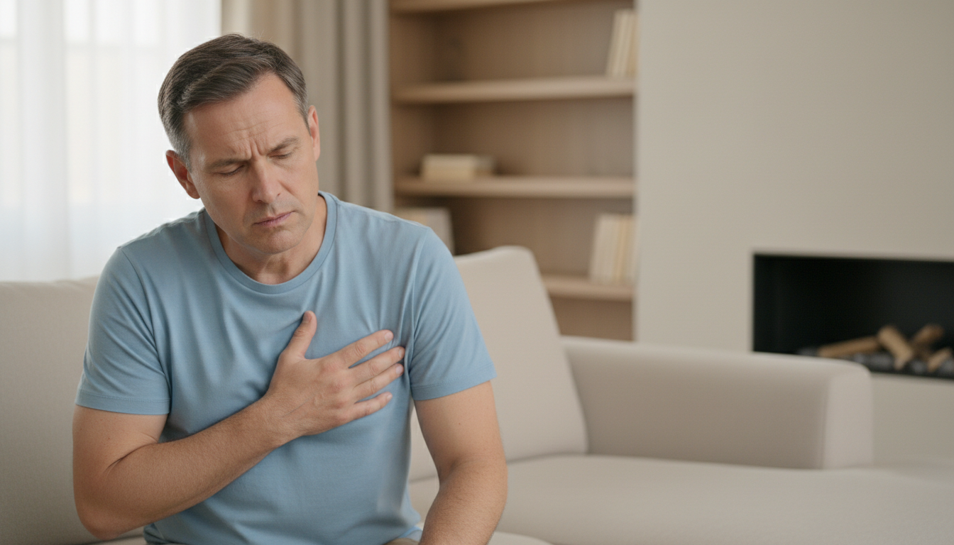 Man with chest discomfort