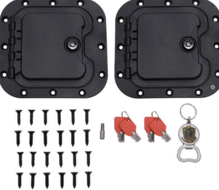 Work Truck Fuel Vault — Small Standard-2 Pack — bolt-on locking fuel door for Ford and Ram work trucks