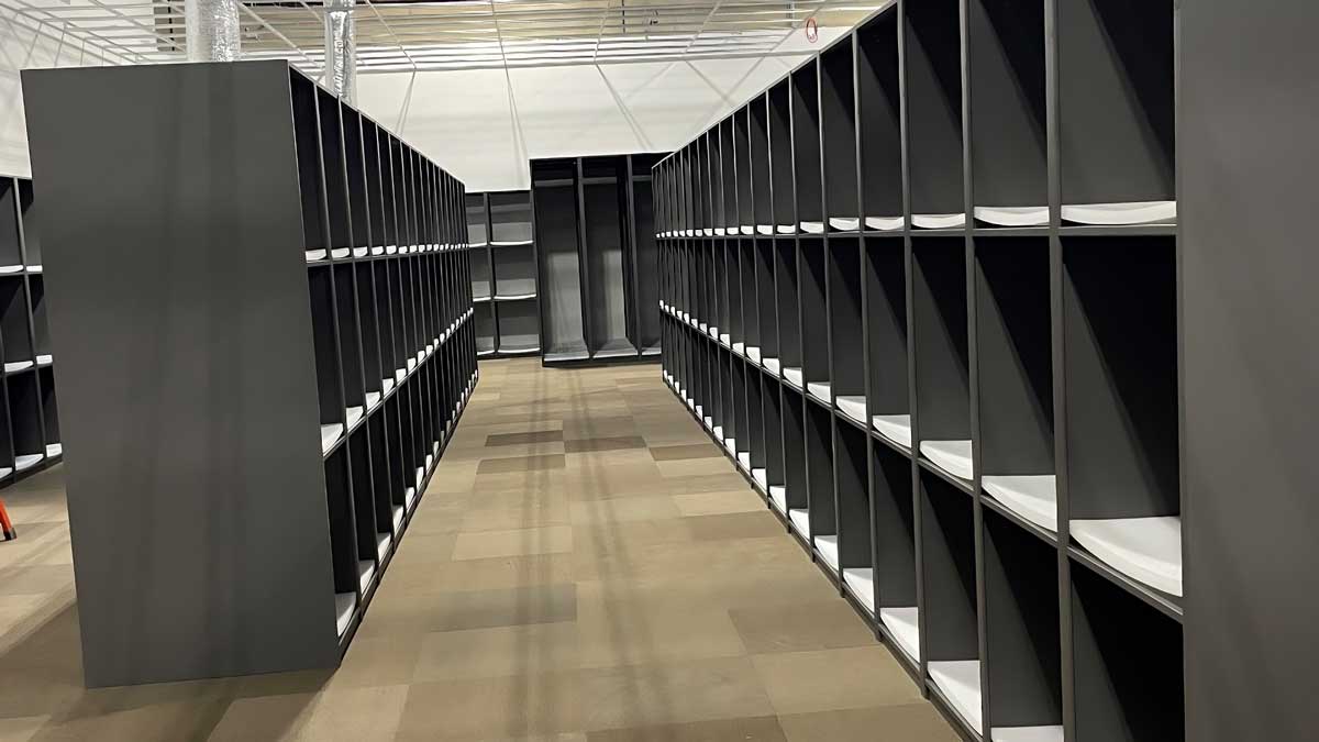 Industrial warehouse with organized shelving and supplies