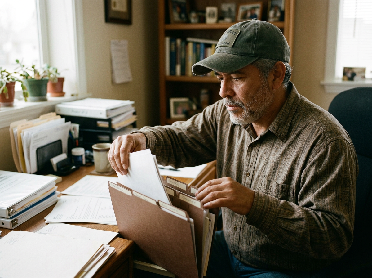 Veteran organizing new medical records for a Supplemental Claim