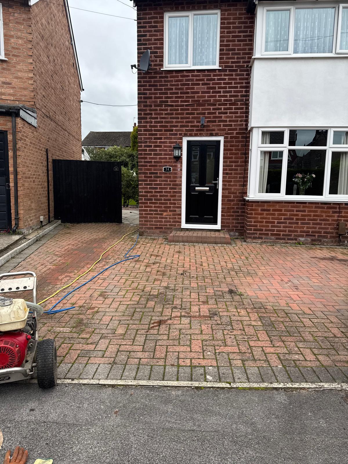 Completed driveway cleaning job at UK residential property