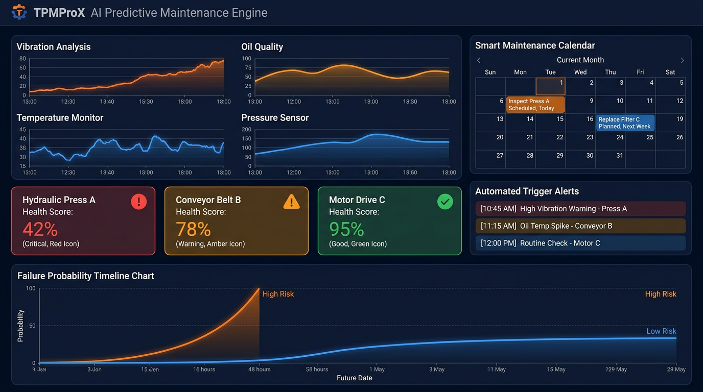 TPMProX AI™ Predictive Maintenance Engine with AI-driven failure prediction