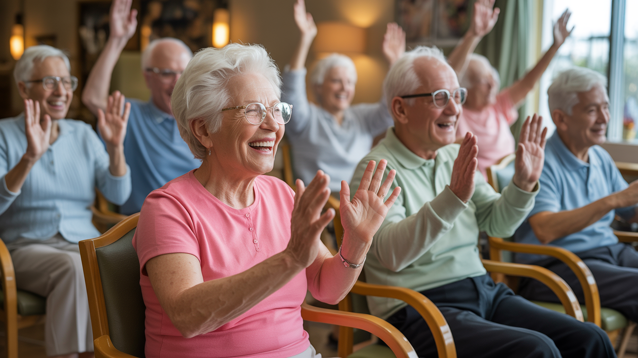 Seniors actively participating with energy