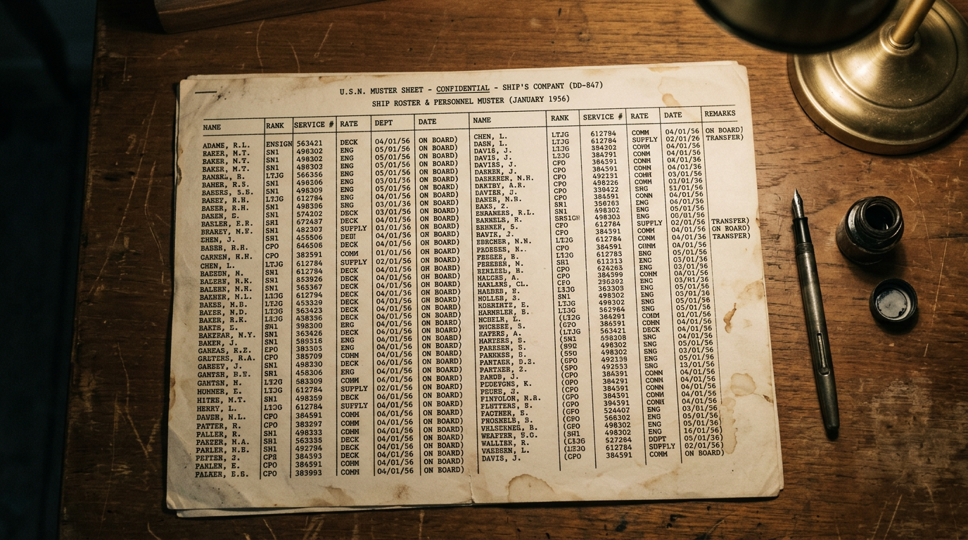 Craft names and exact dates aboard
