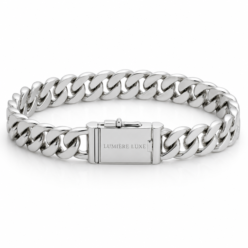 White Gold Cuban Link Bracelet view 2